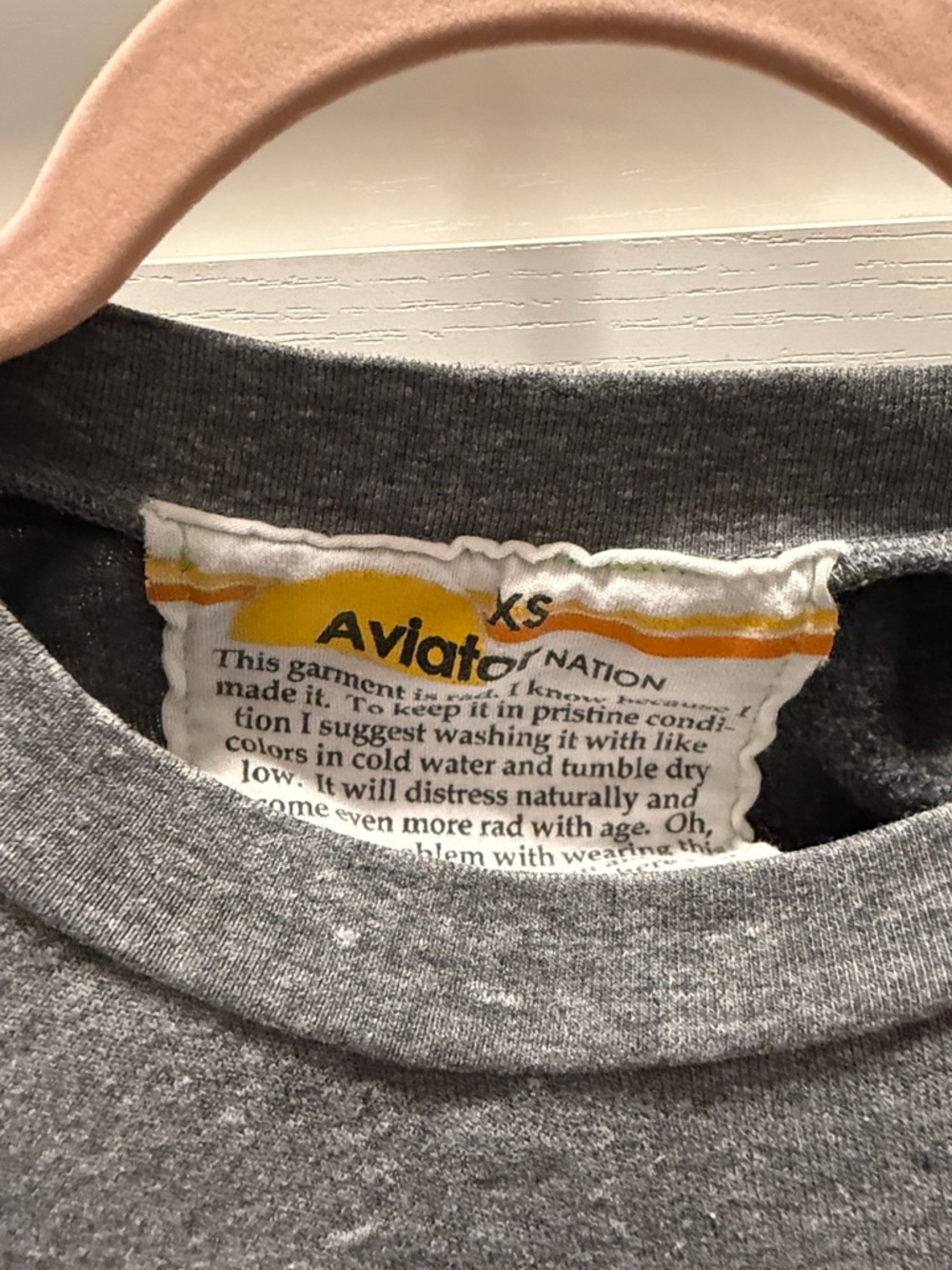 Aviator Nation Gray Crewneck Sweatshirt with Red Heart & Yellow Lightning - Picture 2 of 3